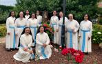 Las Hijas de Santa María de Leuca, en Noáin. De izquierda a derecha: (atrás) sor Edoarda, sor Giulana, sor Onoria, sor Tina, sor Silveria, sor Chantal, sor Claudiana, Madre Sabina, sor Evelina; (delante) sor Elpidia y sor Fortunata