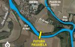 Localización de la futura pasarela de madera que cruzará el río Arakil