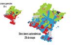 Cambio de color en los municipios navarros entre las elecciones generales y las últimas autonómicas