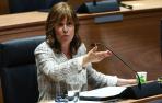 Uxue Barkos durante el pleno de investidura de Chivite