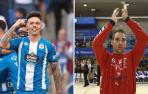 A la izquierda, Max Svensson; a la derecha, su padre, Tomas, cuando militaba en el Portland San Antonio