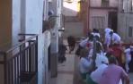 Susto durante la suelta de un toro en fiestas de Marcilla