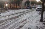 Granizo en las calles de Corella.