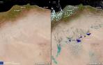 Lagos en el desierto de Libia provocados por la tormenta Daniel