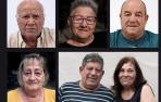 De izda. a dcha., arriba, José Jiménez (81), Hortensia Andrés Velaz (71), Rafael Butrón (73), abajo, Mª Luisa Benito Fernández (73) y el matrimonio Manolo García, con pensión de invalidez, (63) y Mª Jesús Llorente (61)