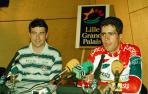 Rueda de prensa de Miguel Induráin con Francis Lafargue, en el Tour de Francia de 1994