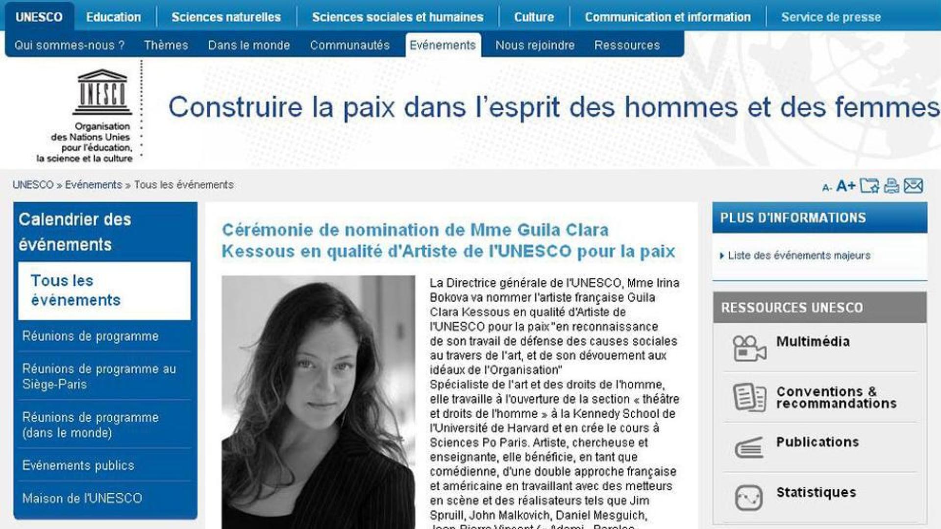 Una actriz francesa será la nueva Artista de la UNESCO para la Paz