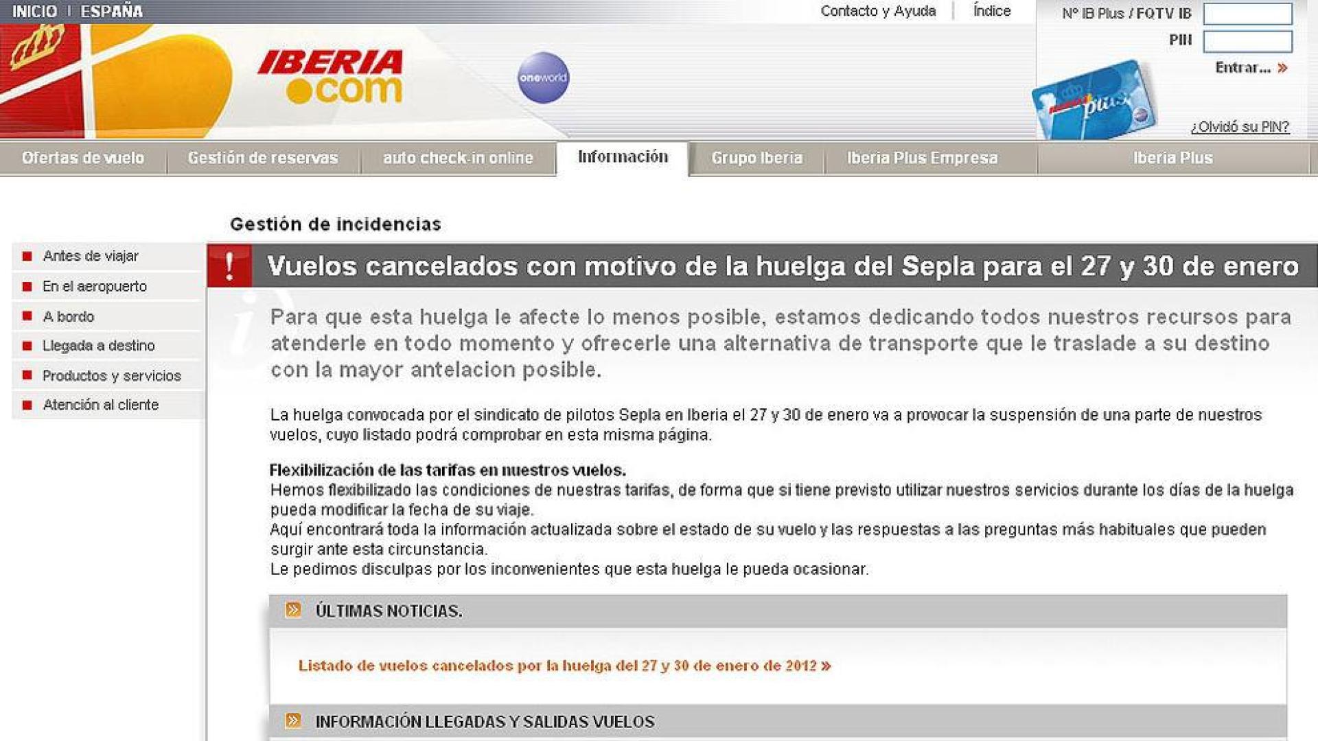 La sexta huelga de pilotos de Iberia anula 94 vuelos