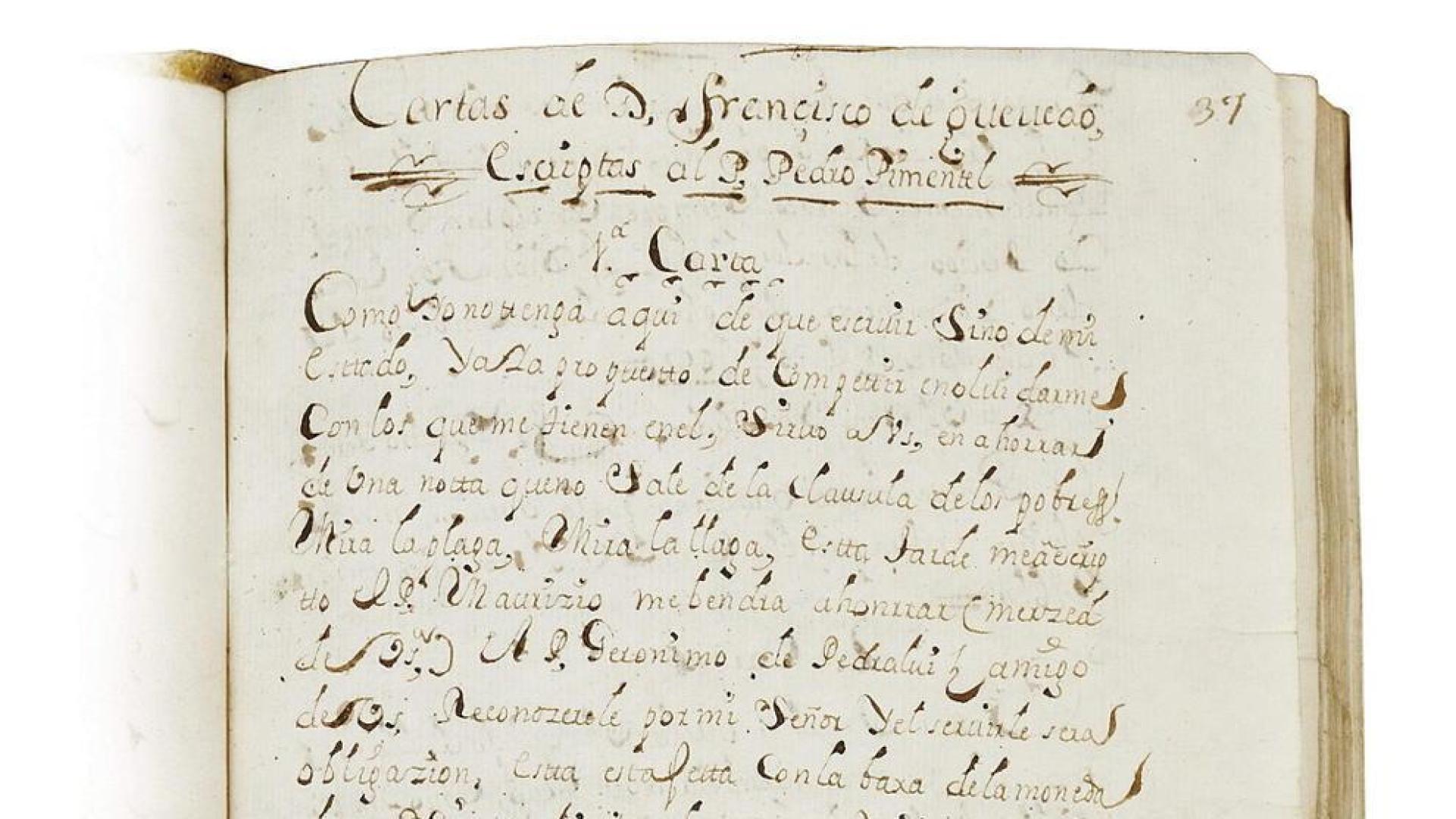 Se subastan copias de manuscritos de Quevedo