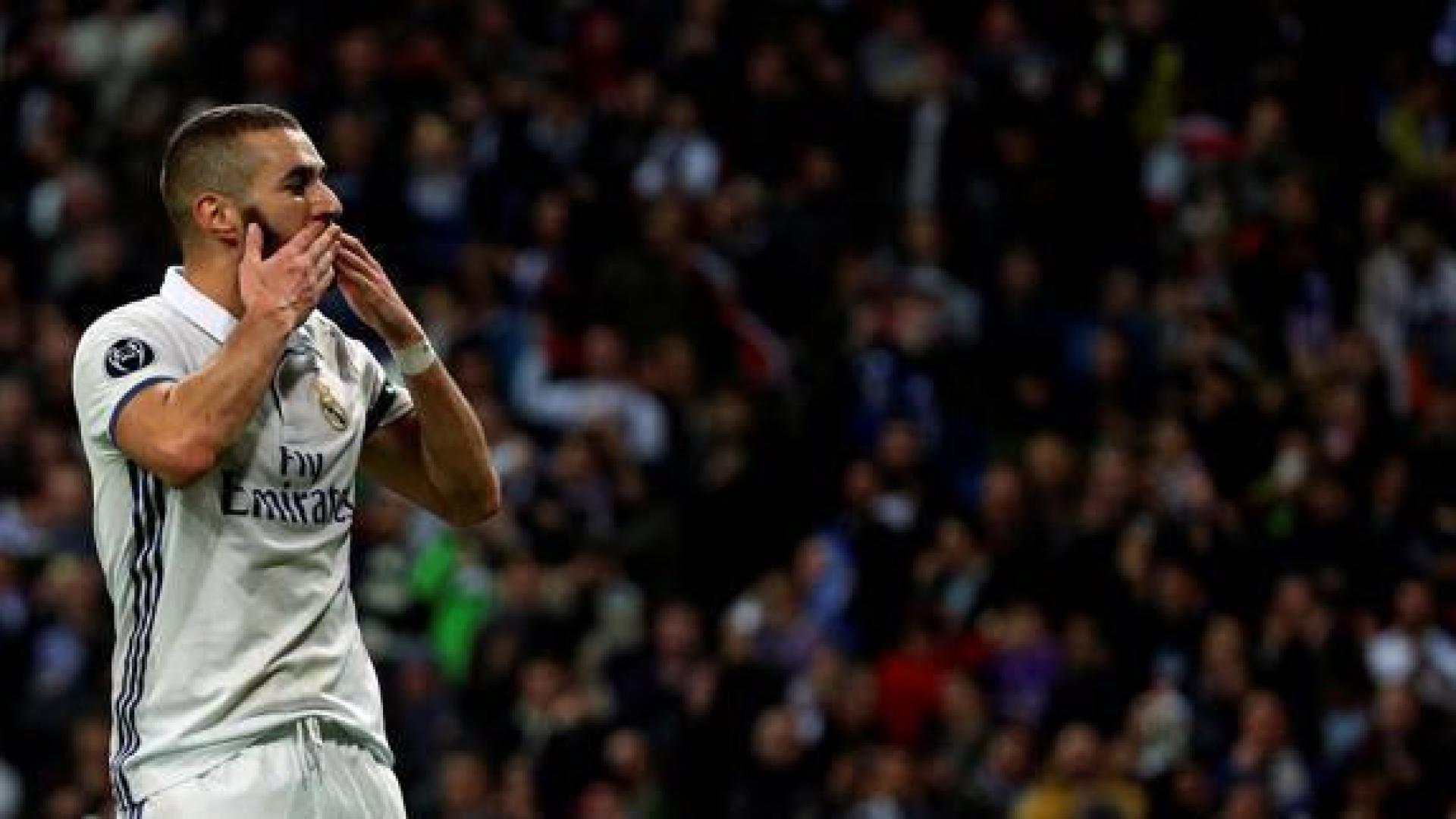 Benzema celebra su gol ante el Dortmund. 