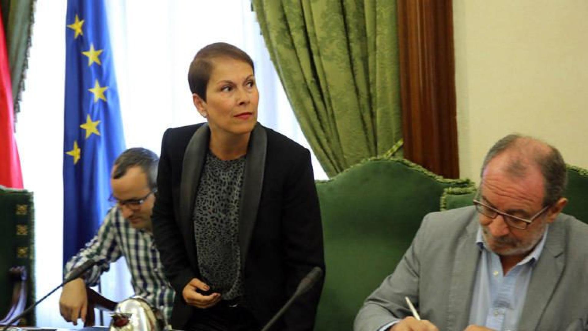 Uxue Barkos durante su etapa como concejal del Ayuntamiento de Pamplona.