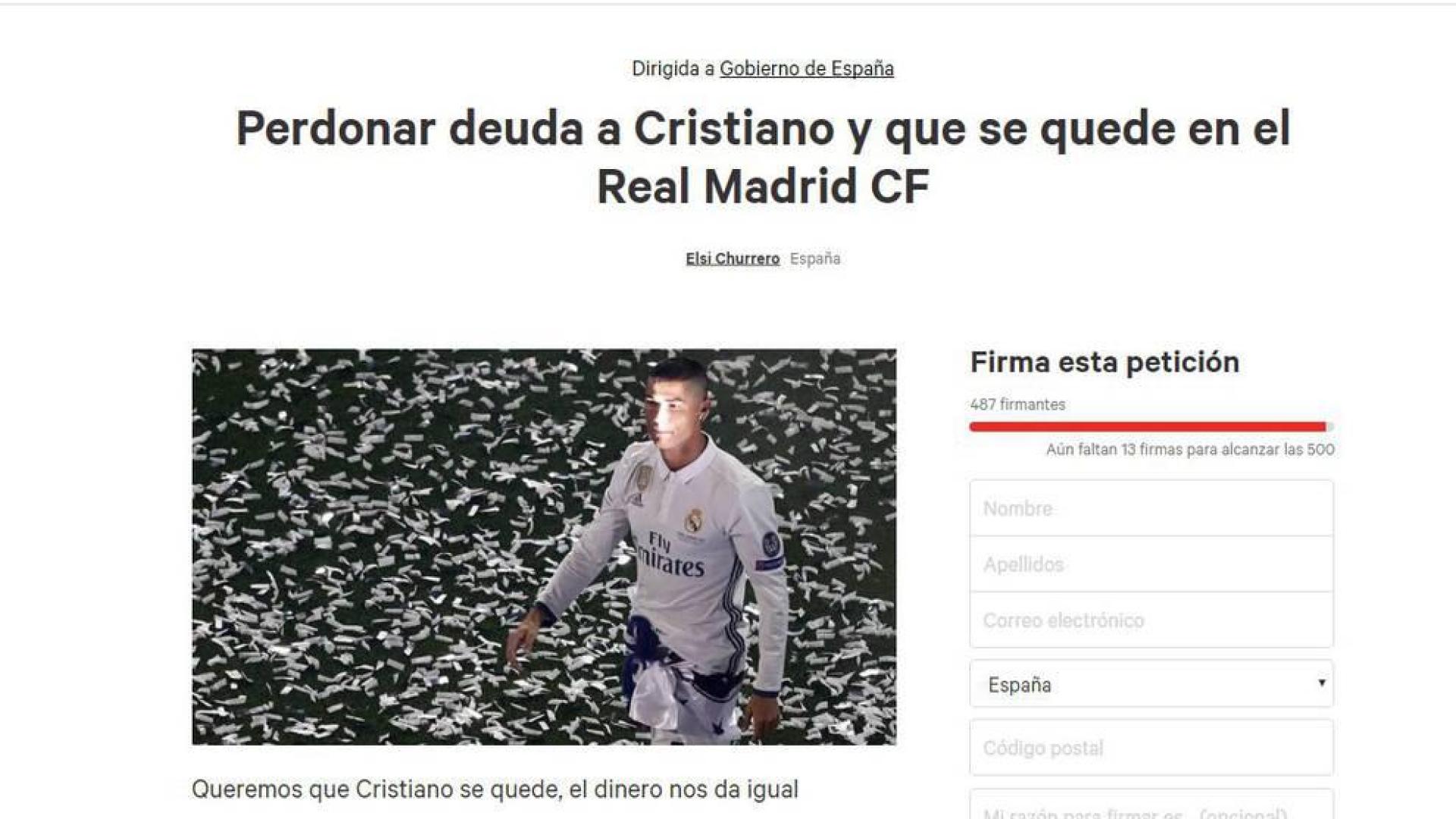 Abierta una petición para perdonar la deuda a Cristiano Ronaldo
