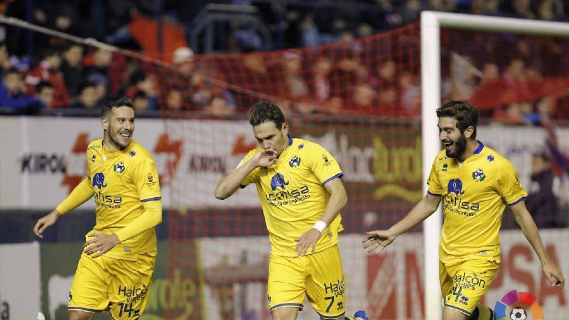 David Rodríguez celebra el 1-0 del Alcorcón.