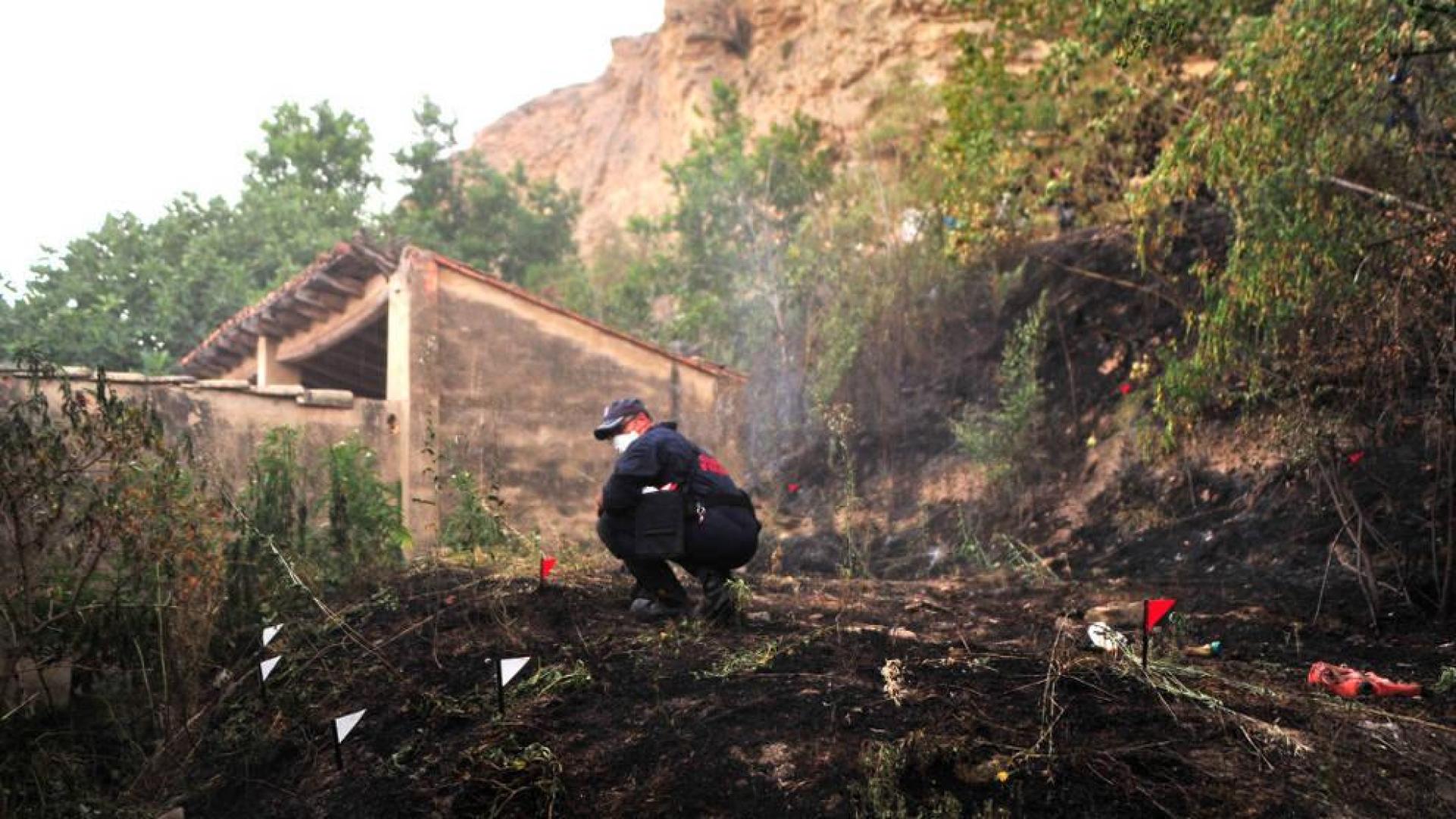 El fuego de Falces se controló de noche y afectó a 5 hectáreas de pino