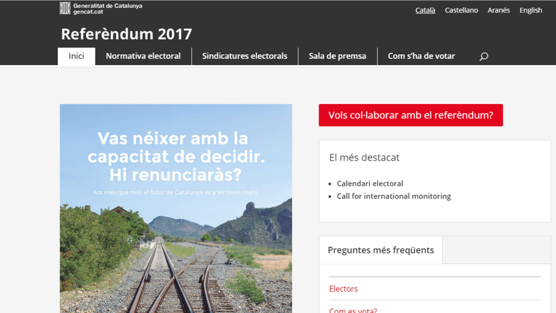 La portada de la web www.marianorajoy.cat.