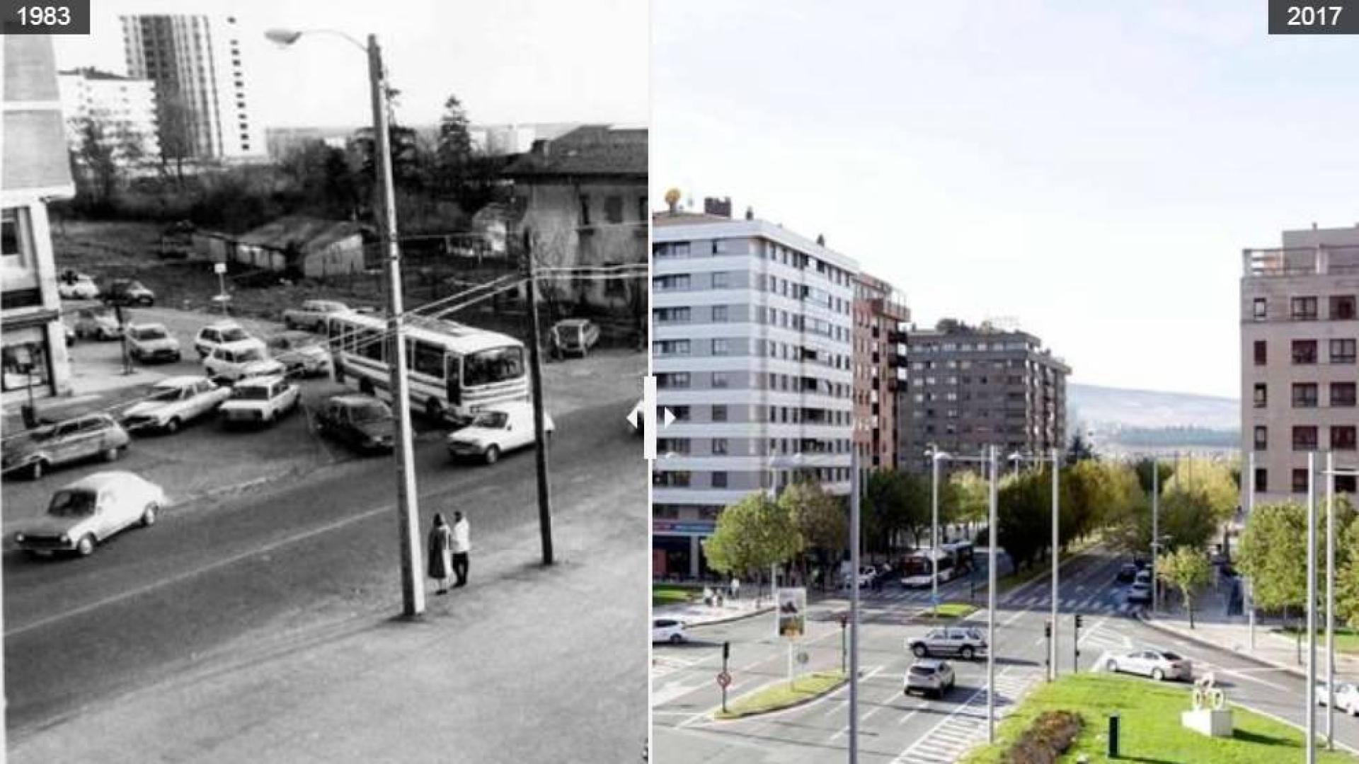 Vista de Pío XII en 1983 y 2017.