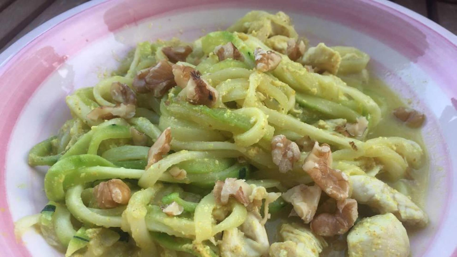 Espaguetis de calabacín con setas
