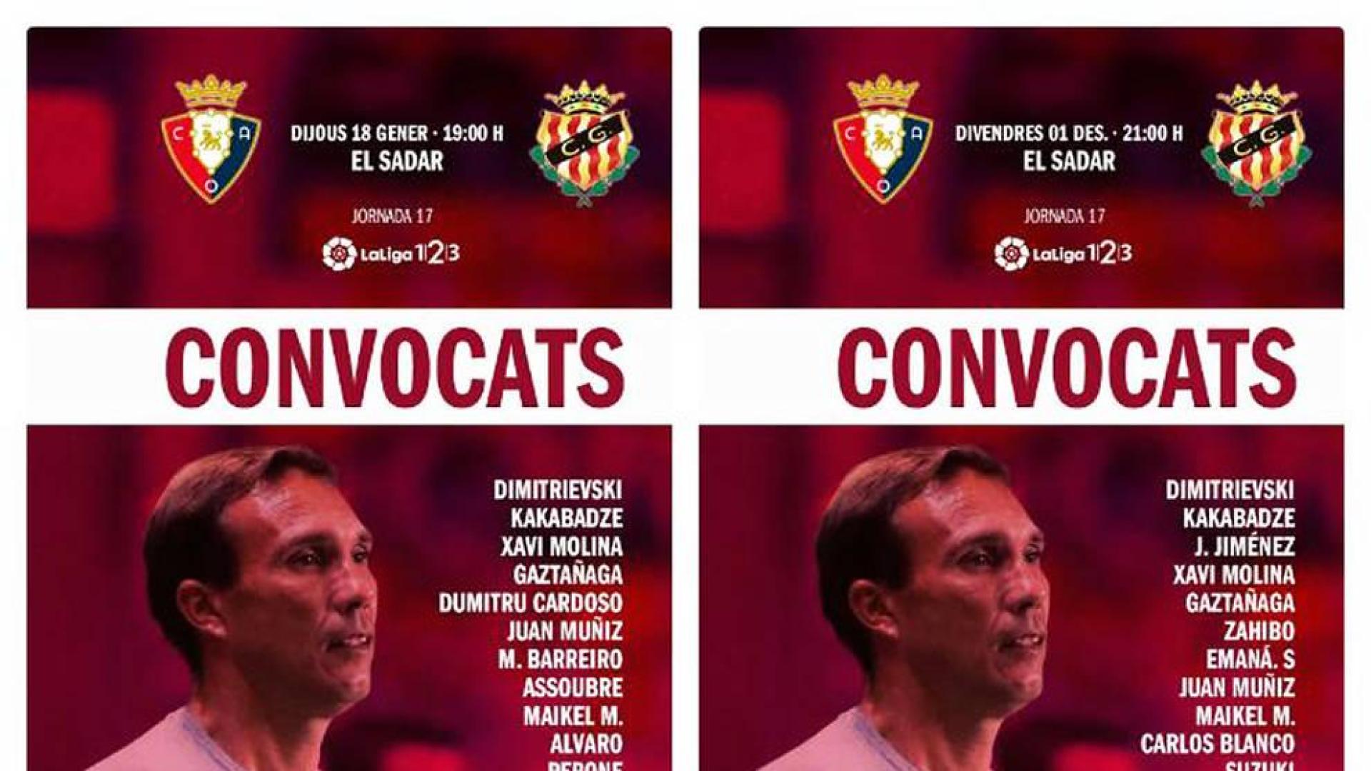 Seis novedades en la convocatoria del Nàstic