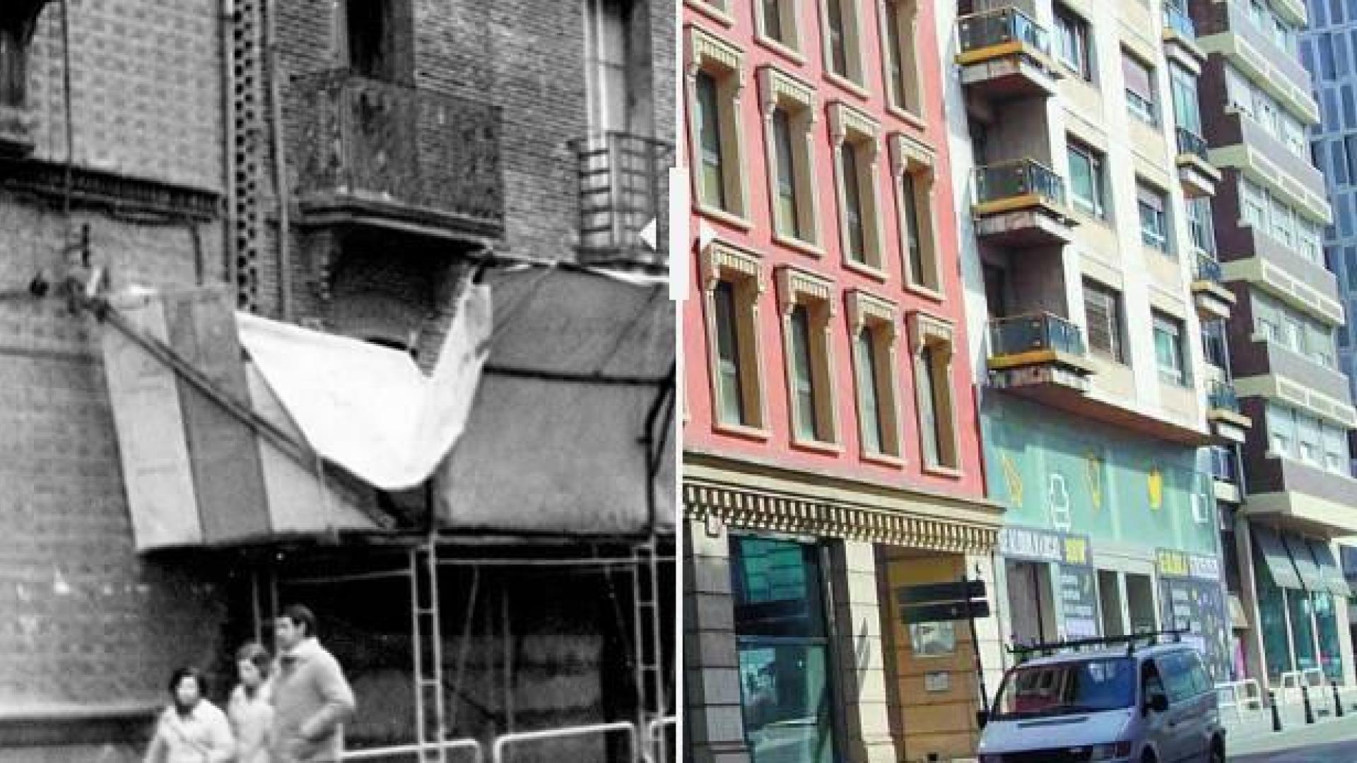 Calle Yanguas y Miranda de Pamplona, en 1979 y 2018.