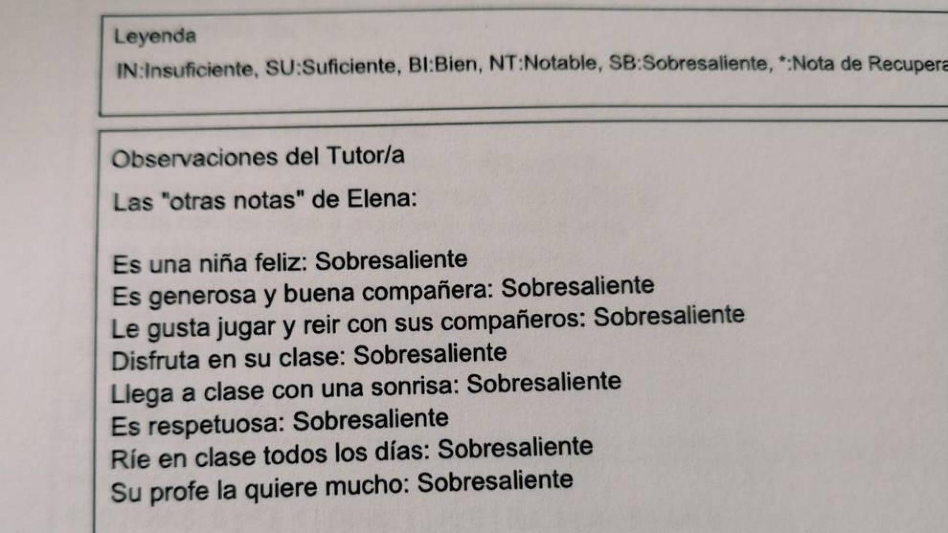 Sobresaliente en ser feliz, el boletín de notas que se ha hecho viral