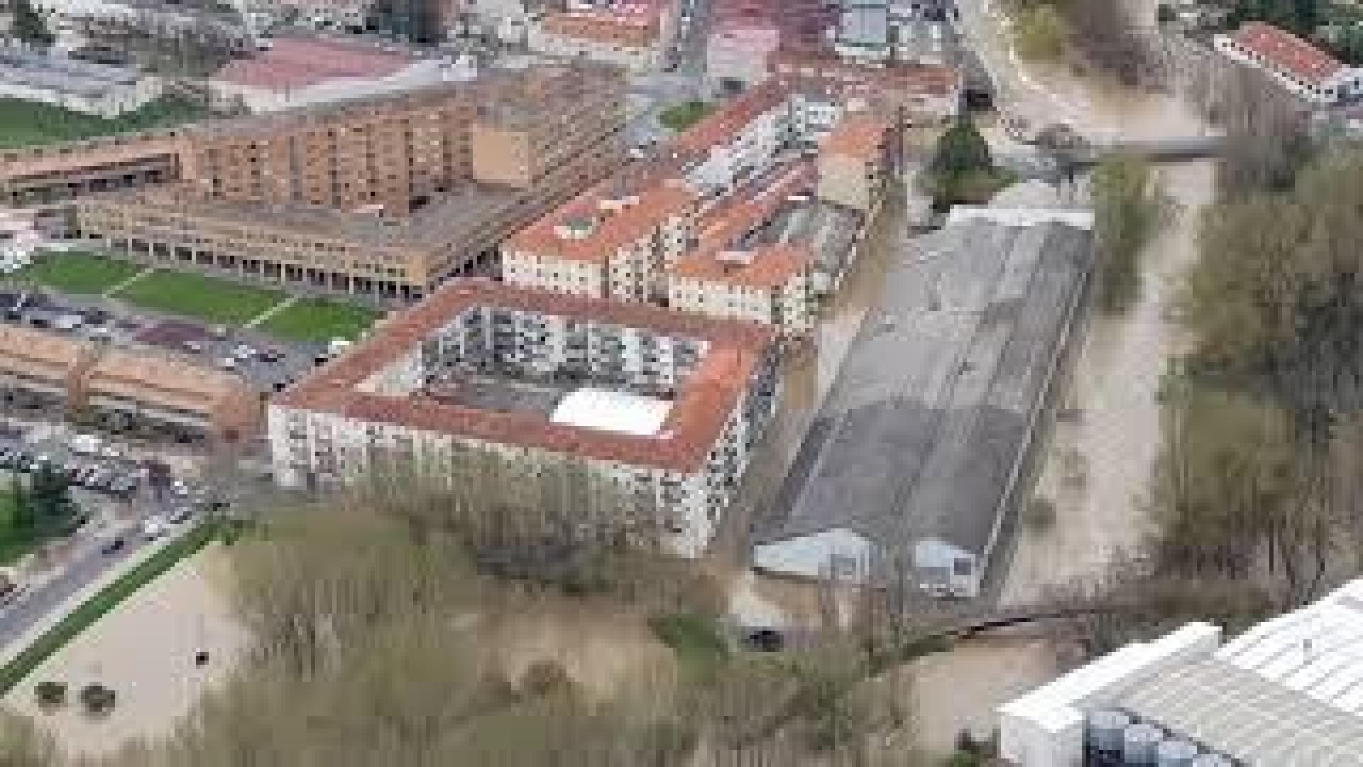 Vista área de las inundaciones en la Comarca de Pamplona