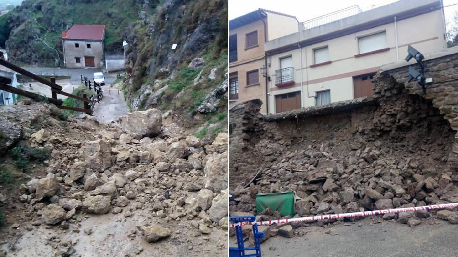 Las lluvias causan derrumbes en el Pilón de Falces y en la iglesia de Larraga