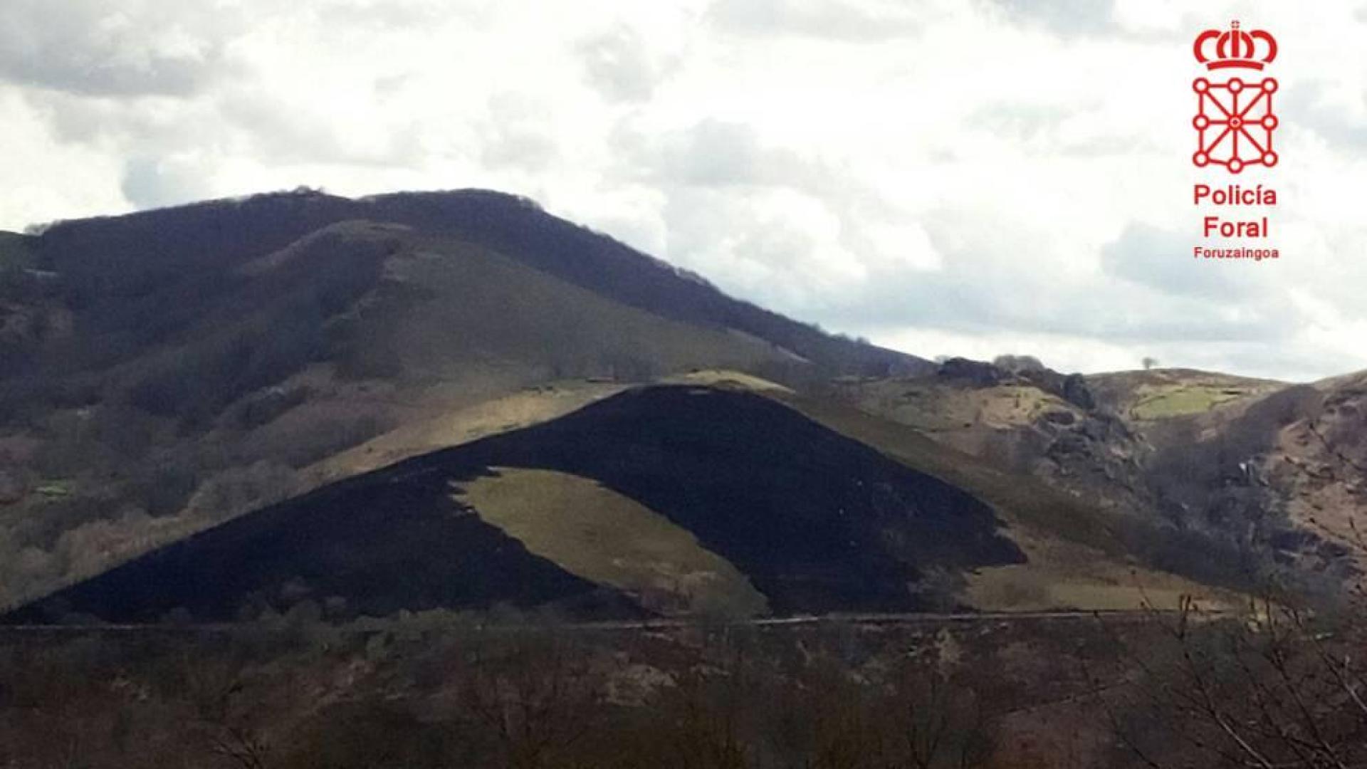 Policía Foral investiga un incendio intencionado en al monte Autrin, en Arizkun