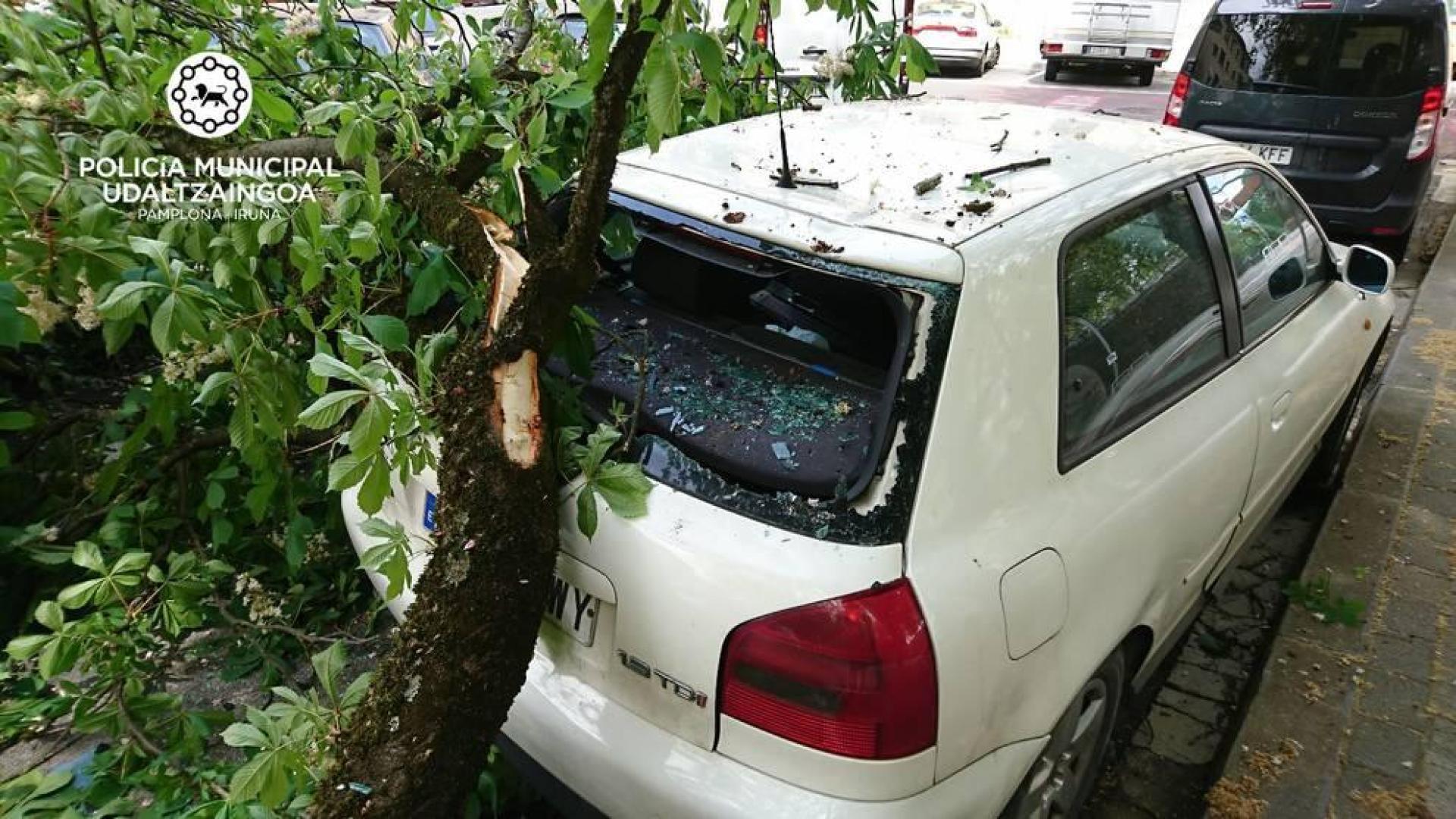 La caída de una rama daña dos vehículos estacionados en la calle Juan de Labrit