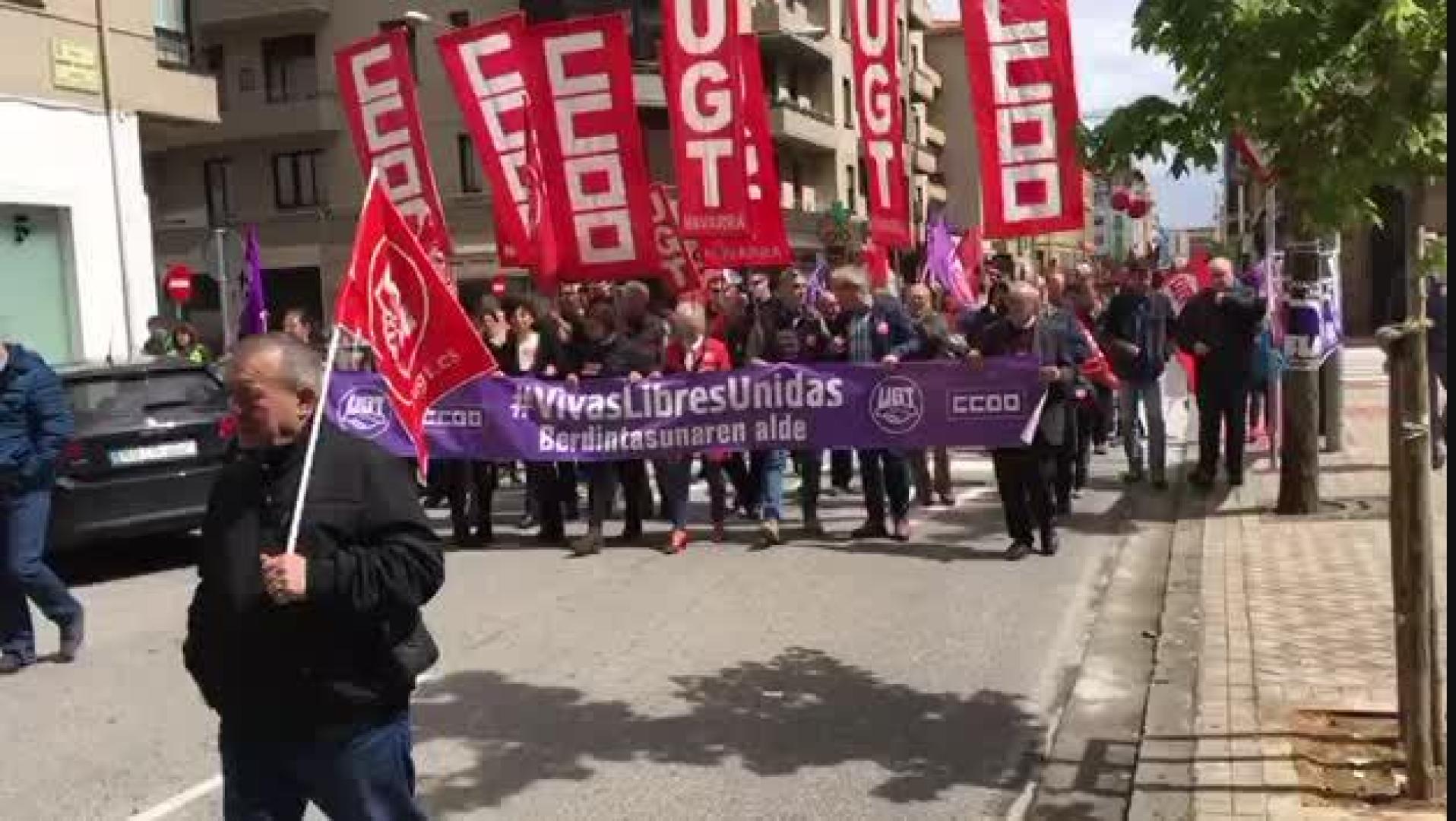 Primero de Mayo de UGT y CC OO en Pamplona