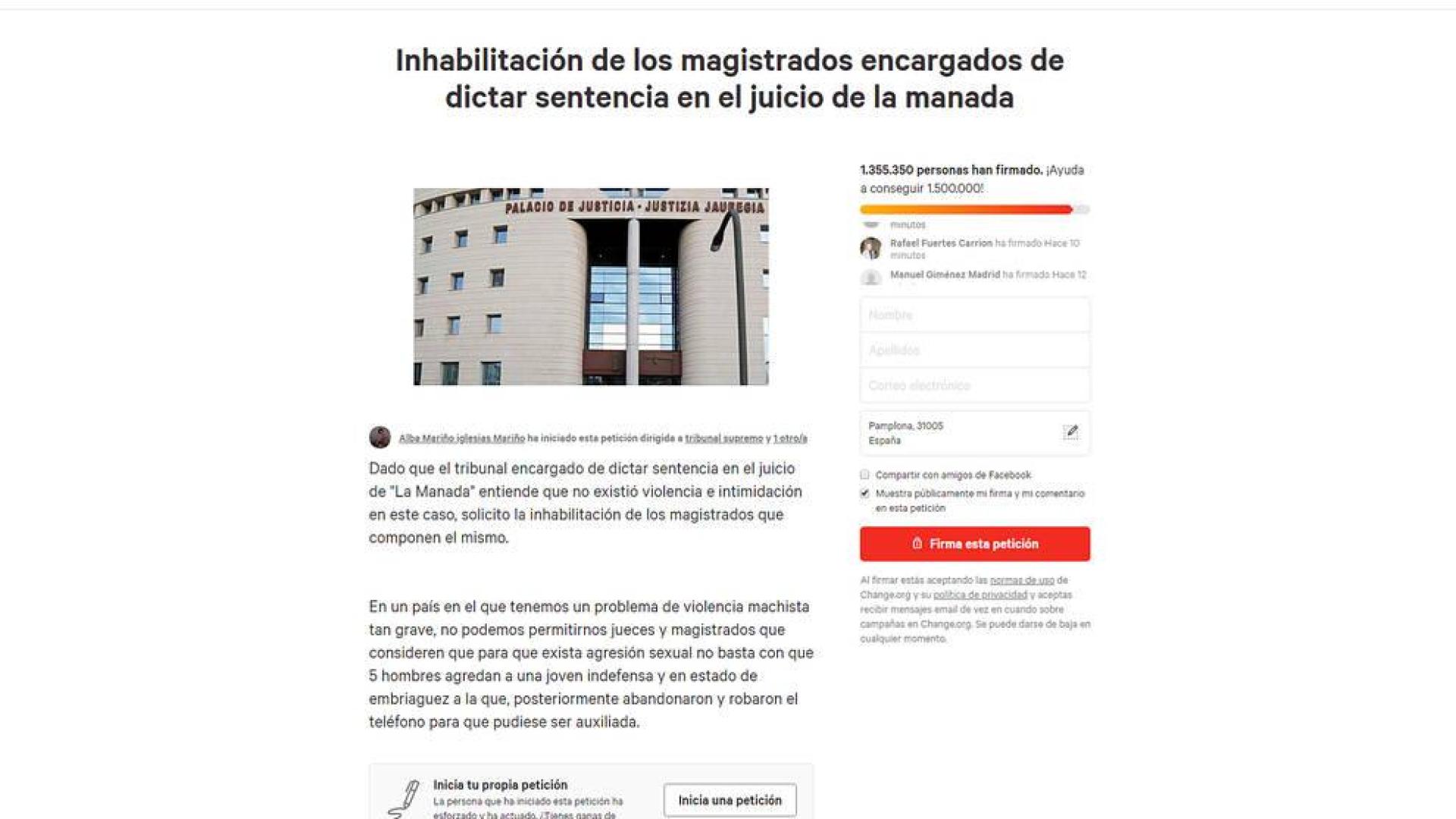 Change.org, el altavoz de la protesta contra La Manada