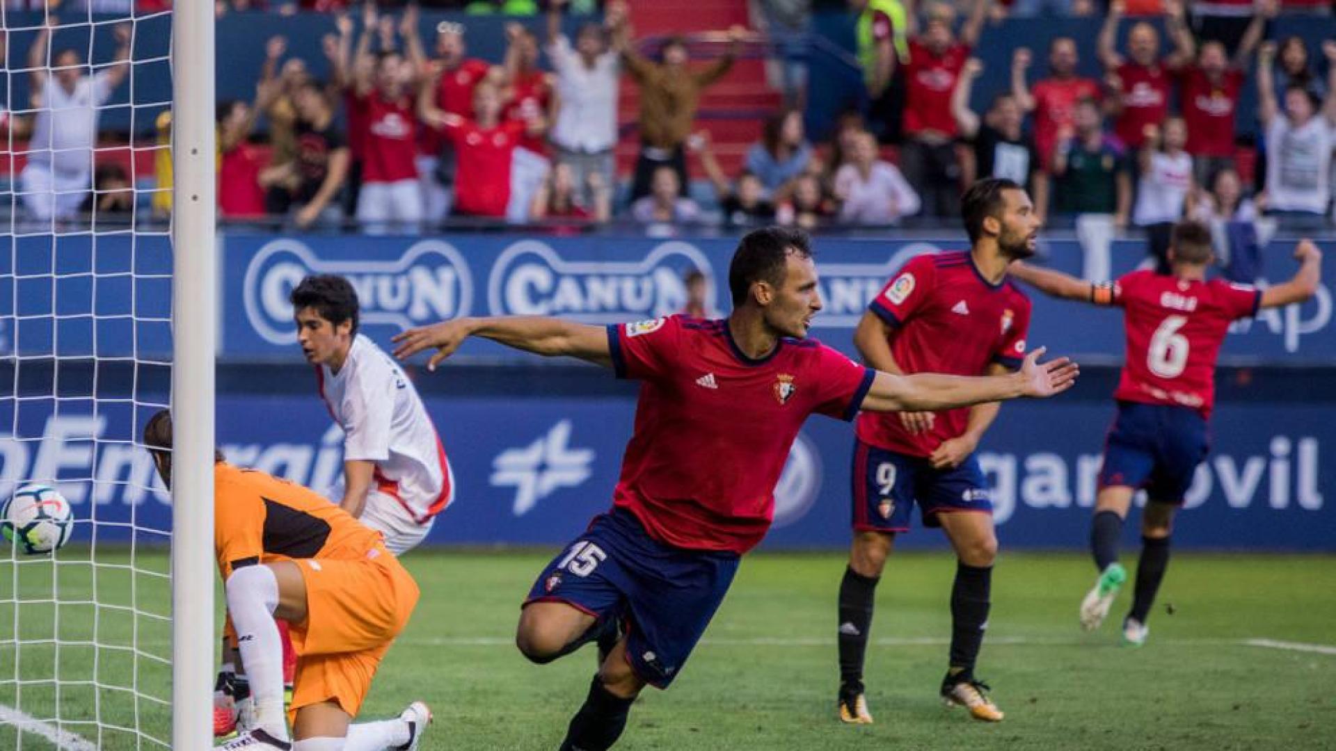 Unai García celebra el gol que posteriormente anularía Eiriz Mata por fuera de juego.