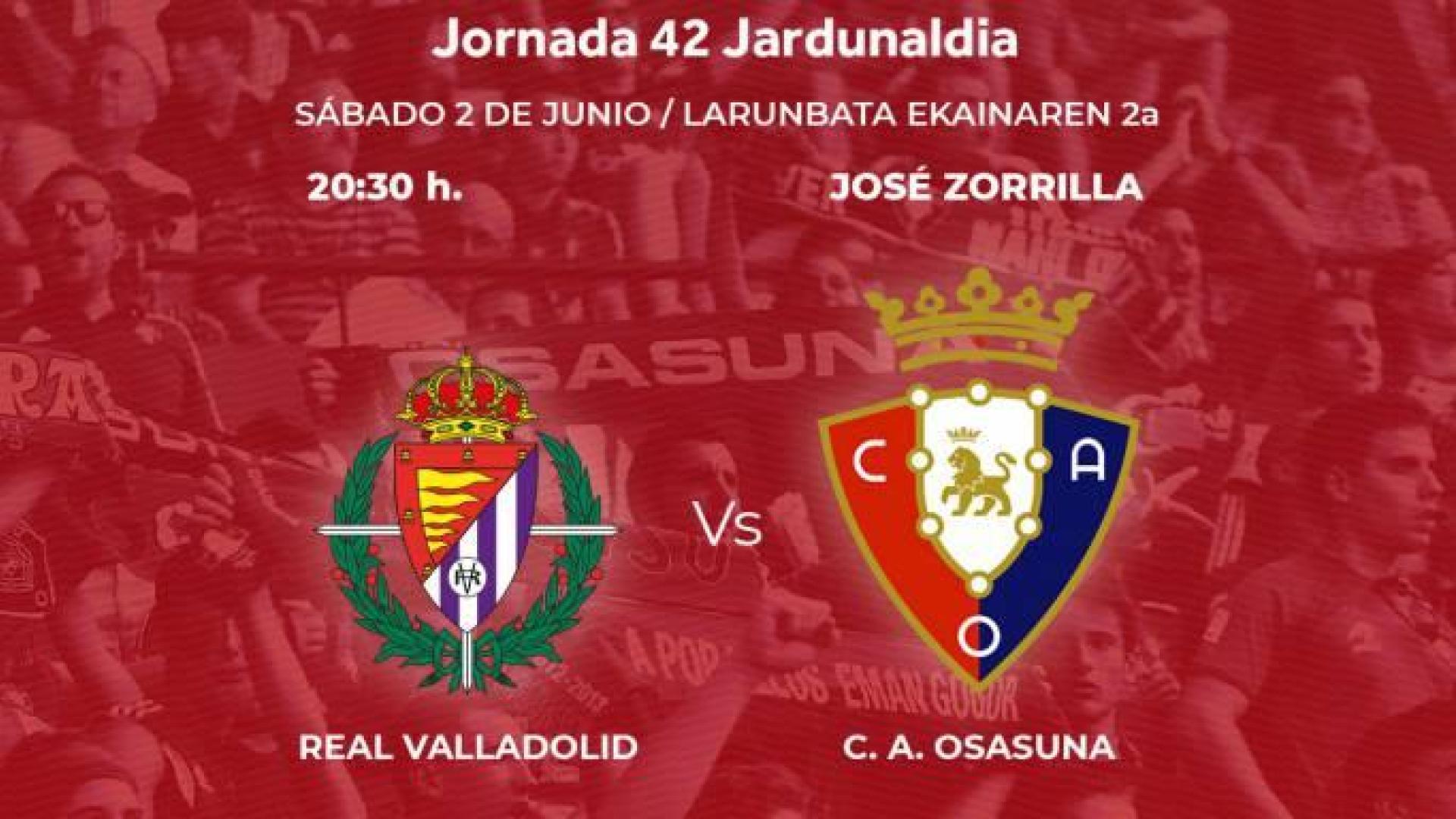 Abierta la inscripción al sorteo de entradas para el Valladolid-Osasuna