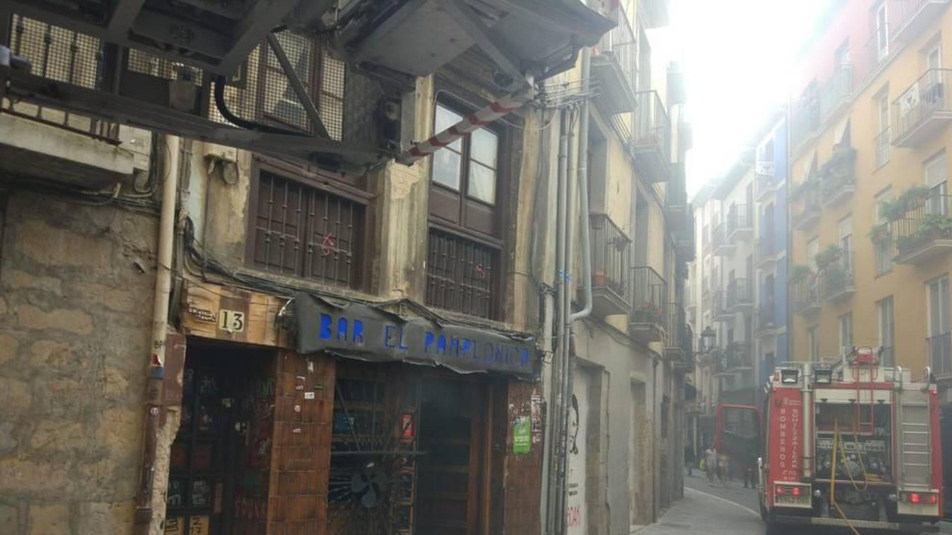 Registrado un incendio en el antiguo bar Pamplonica de la calle Jarauta