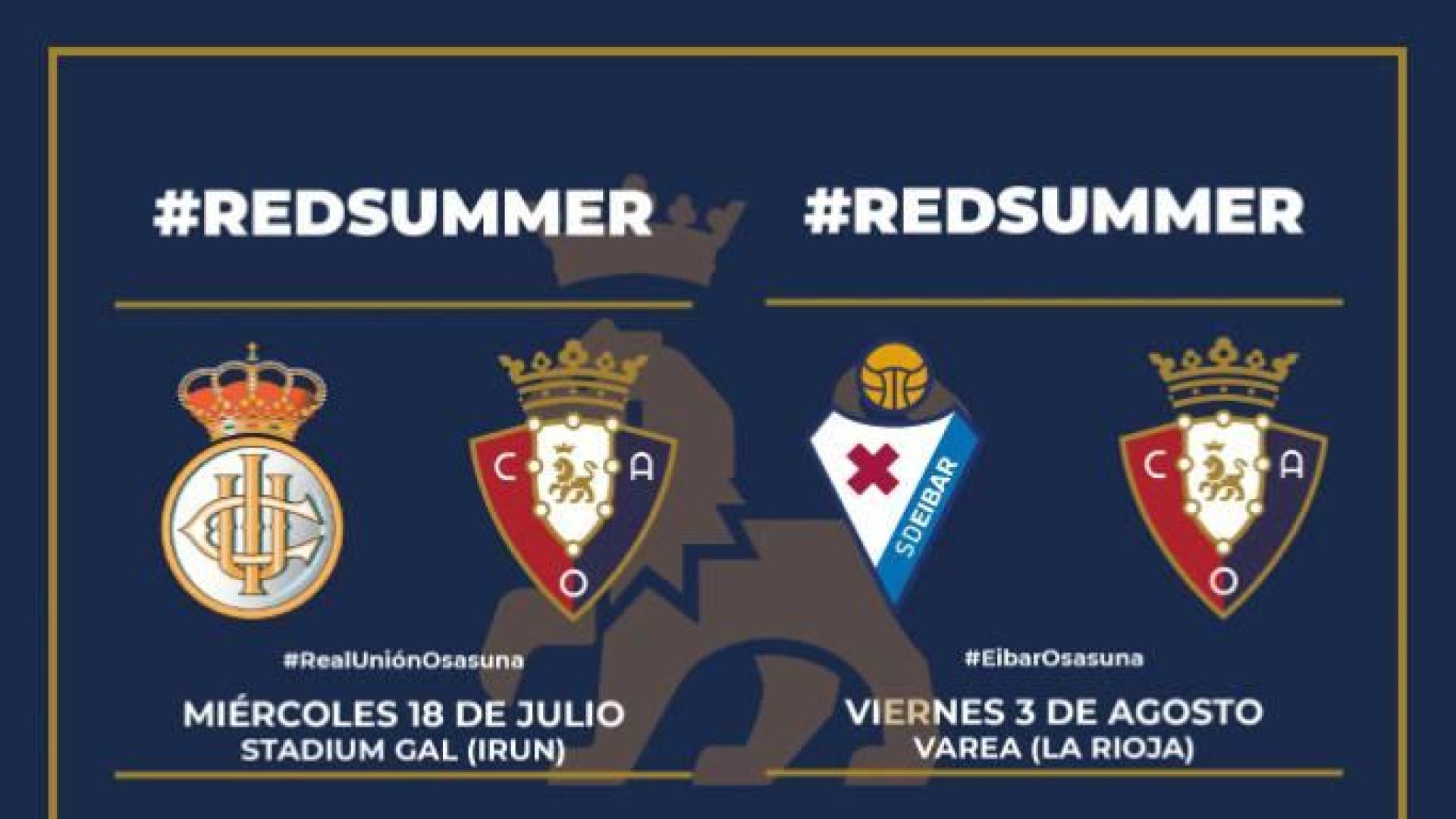 Osasuna se medirá al Real Unión y al Eibar en la pretemporada