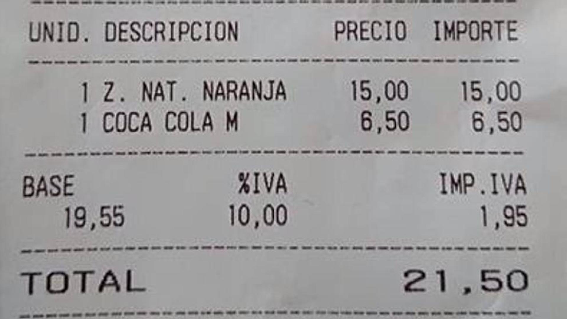 El sablazo de un bar de Palma de Mallorca por tomar un zumo de naranja