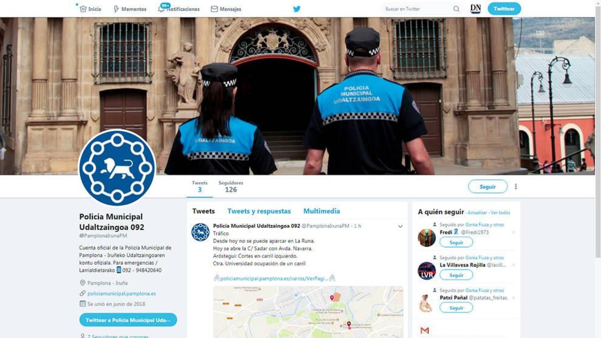 Policía Municipal de Pamplona da el salto a Twitter
