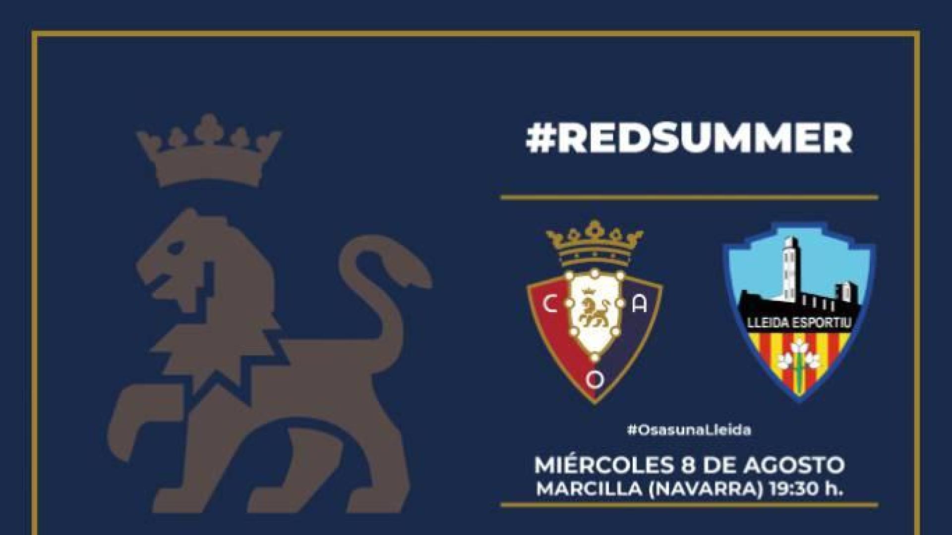 Osasuna jugará contra el Lleida el 8 de agosto en Marcilla