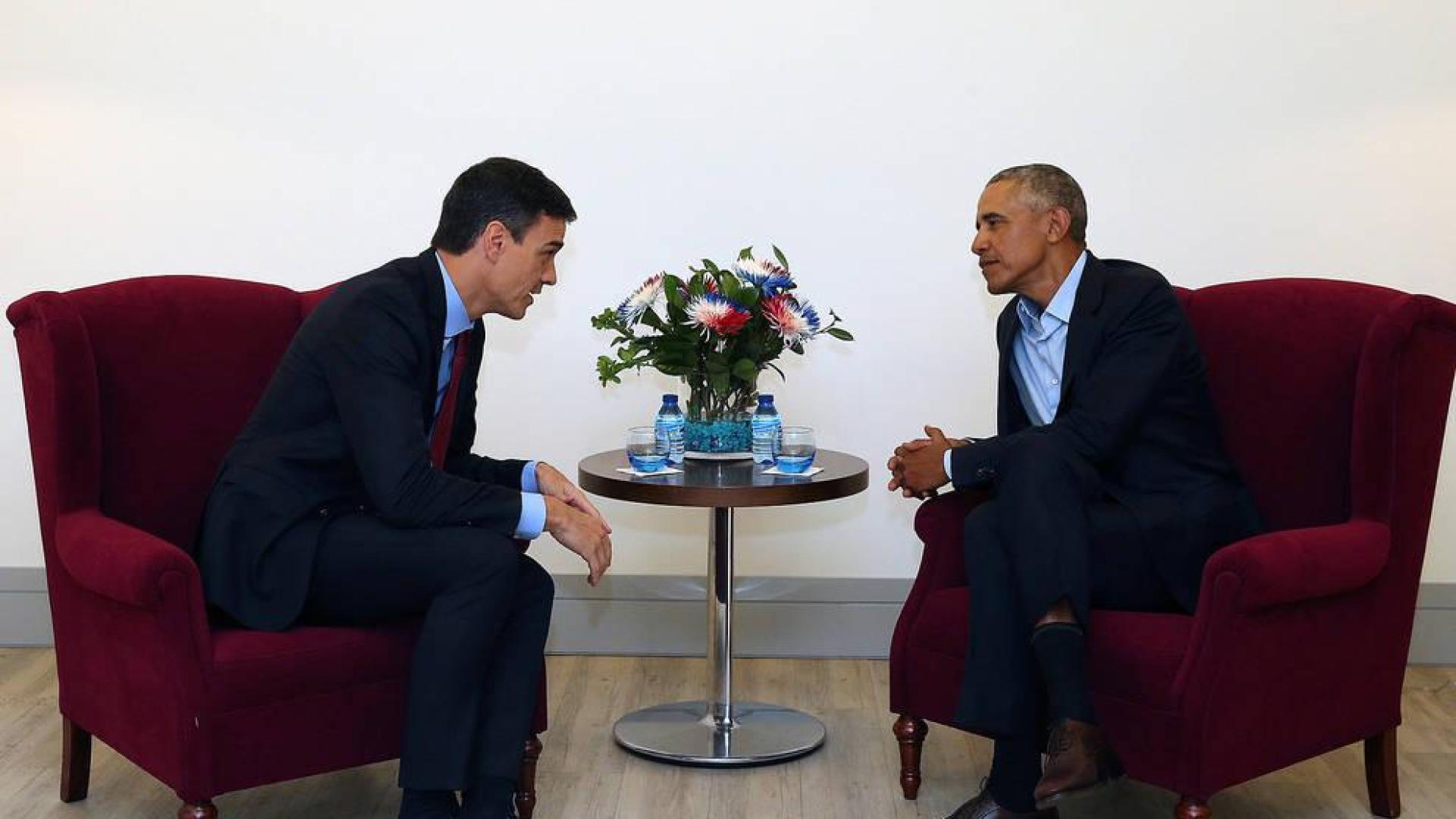 Pedro Sánchez mantiene con Barack Obama un encuentro discreto en Madrid