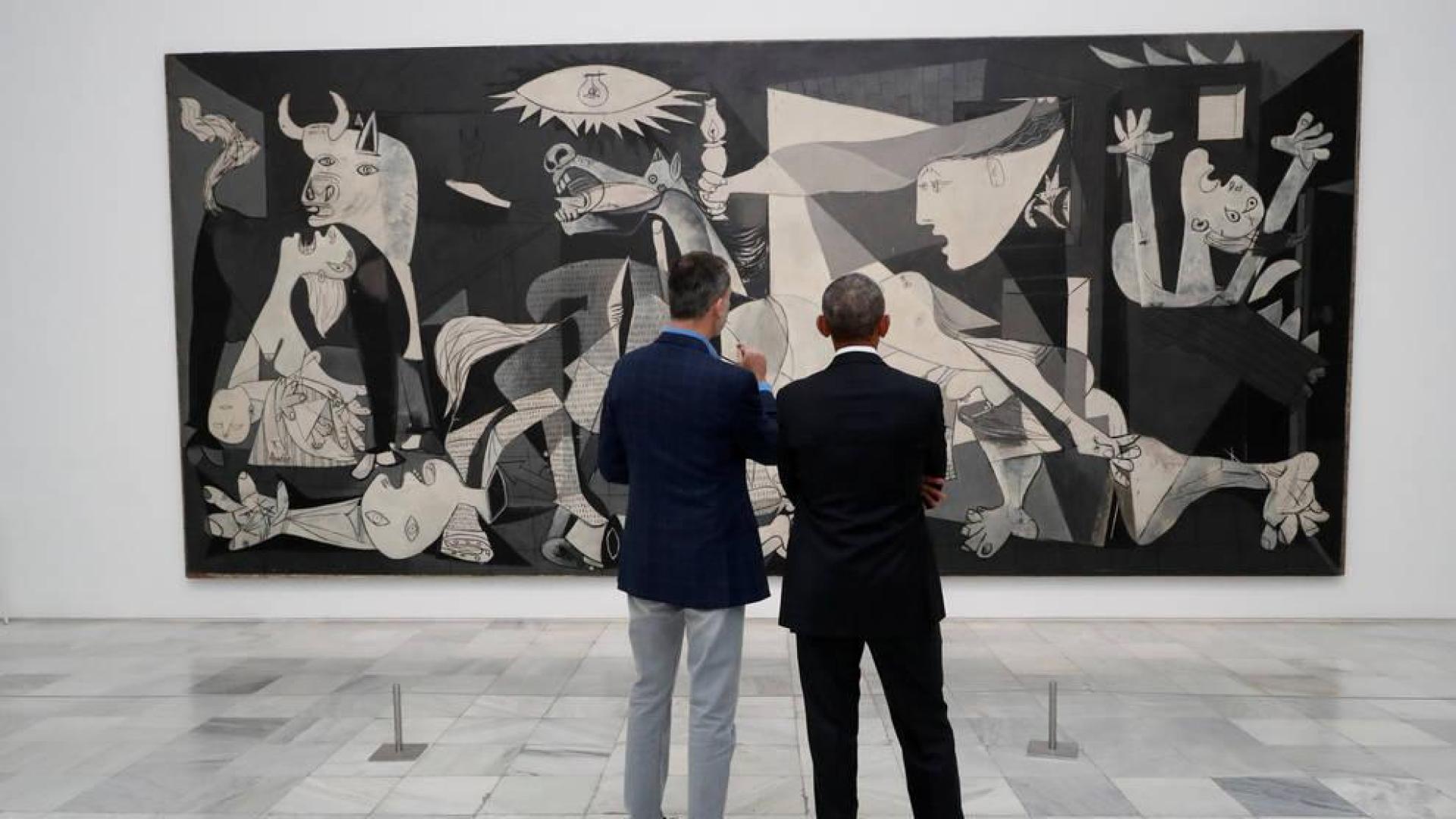 El rey Felipe acompaña a Obama en una visita al Reina Sofía centrada en el 'Guernica'