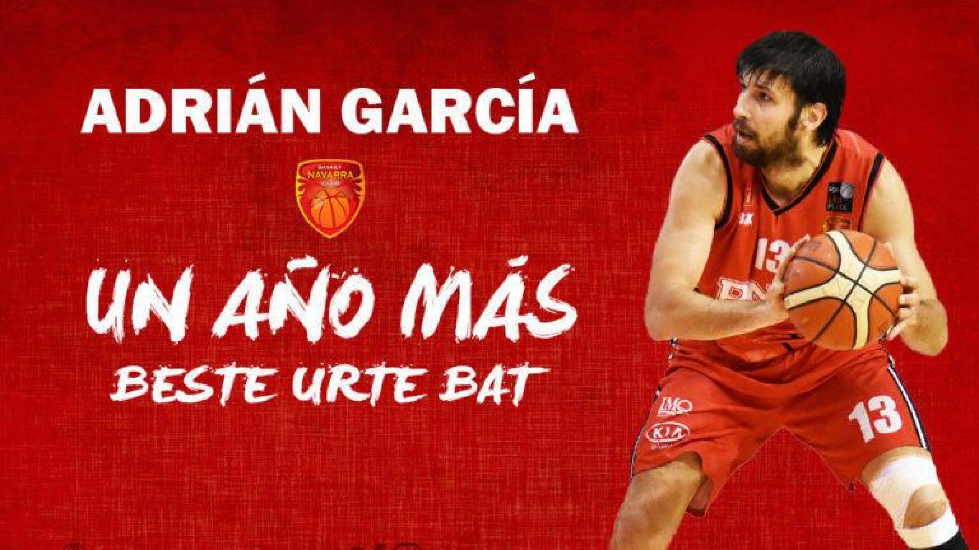 Adrián García renueva y continuará en las filas de Basket Navarra un año más