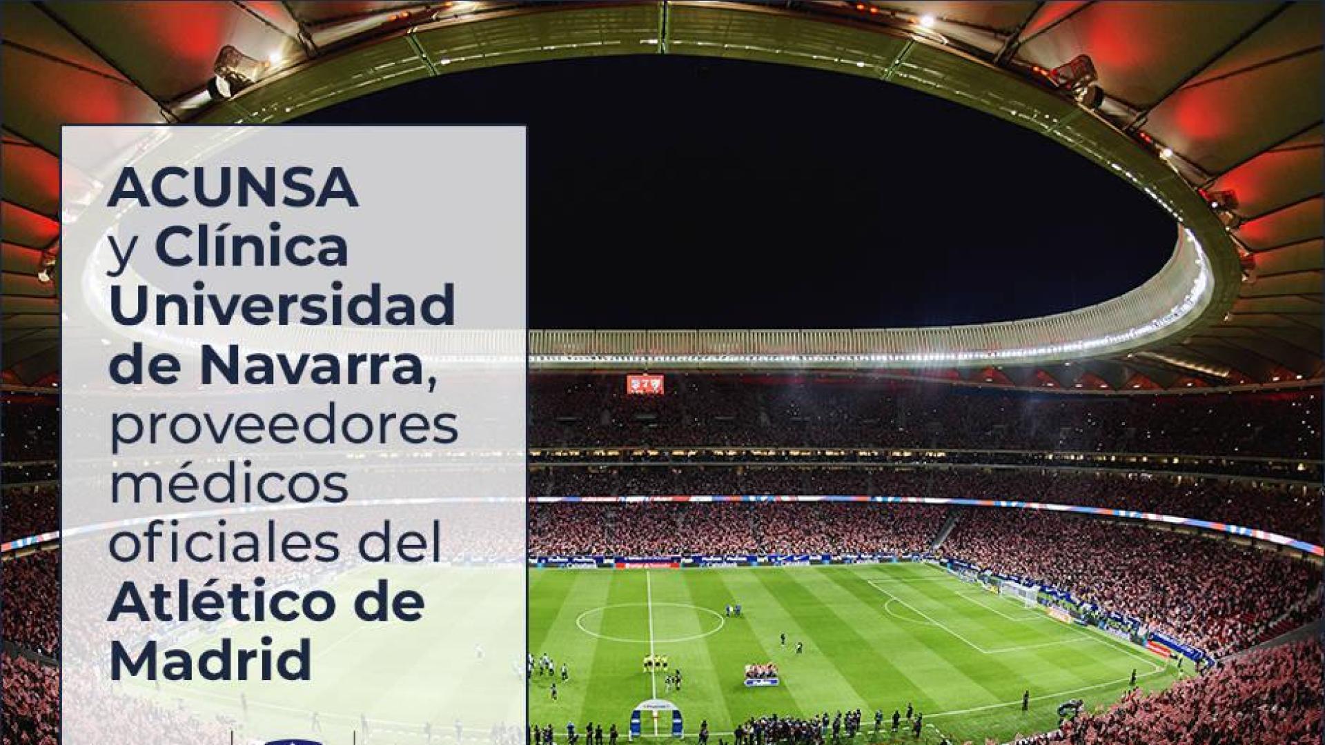 Acuerdo del Atlético con ACUNSA y Clínica Universidad de Navarra