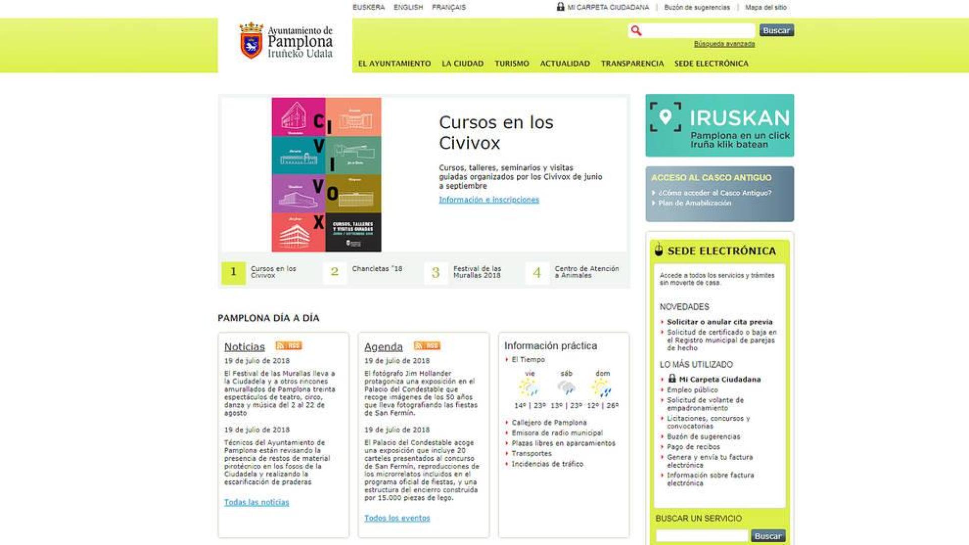 Pamplona tiene la quinta web más accesible de España
