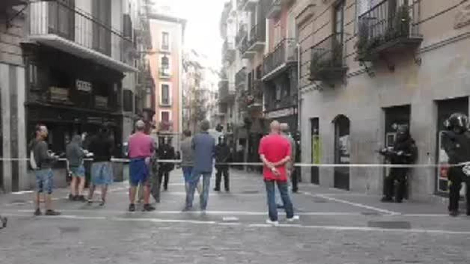 Cacerolada durante el desalojo del gaztetxe Maravillas en Pamplona