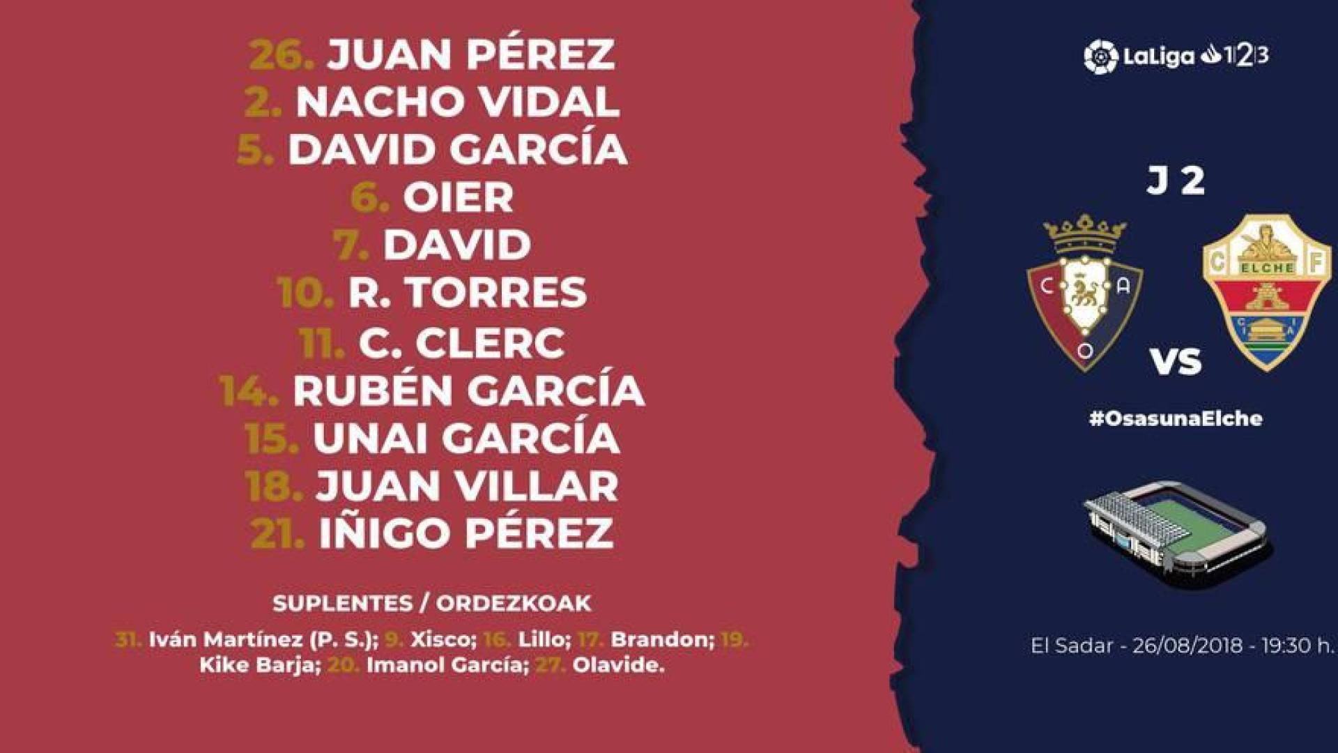 Rubén García debuta como titular ante el Elche