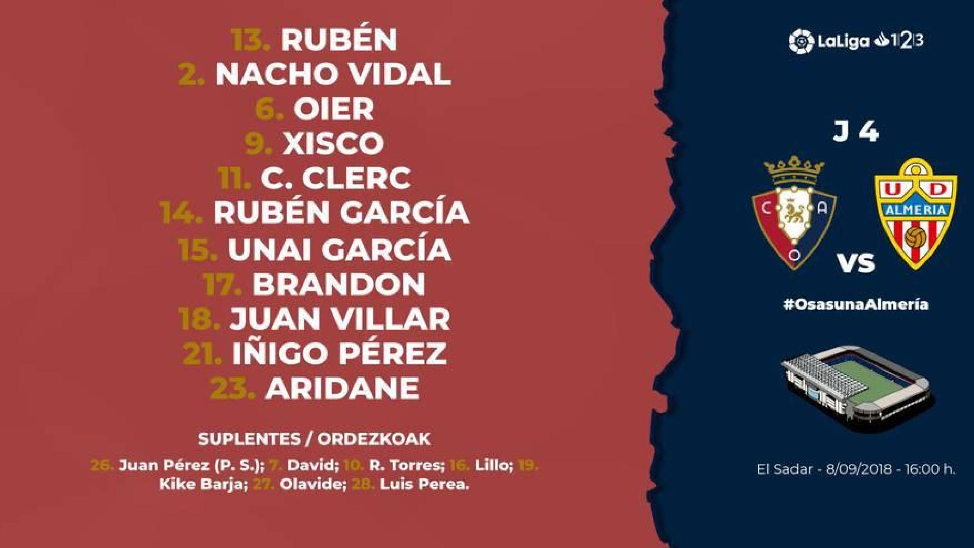 Vuelve Aridane al once y Brandon es titular