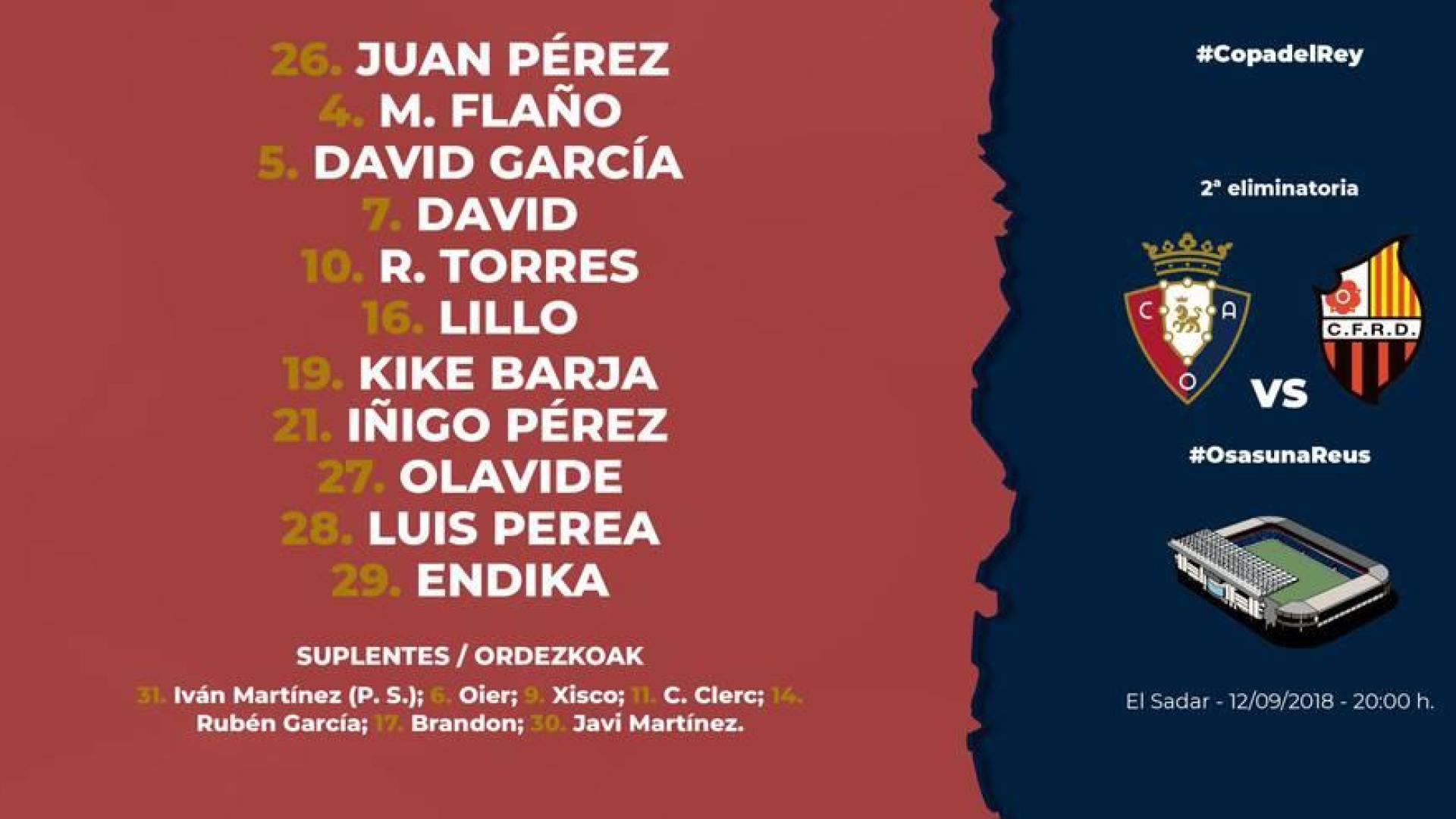 Íñigo Pérez, único que repite en el once titular para la Copa