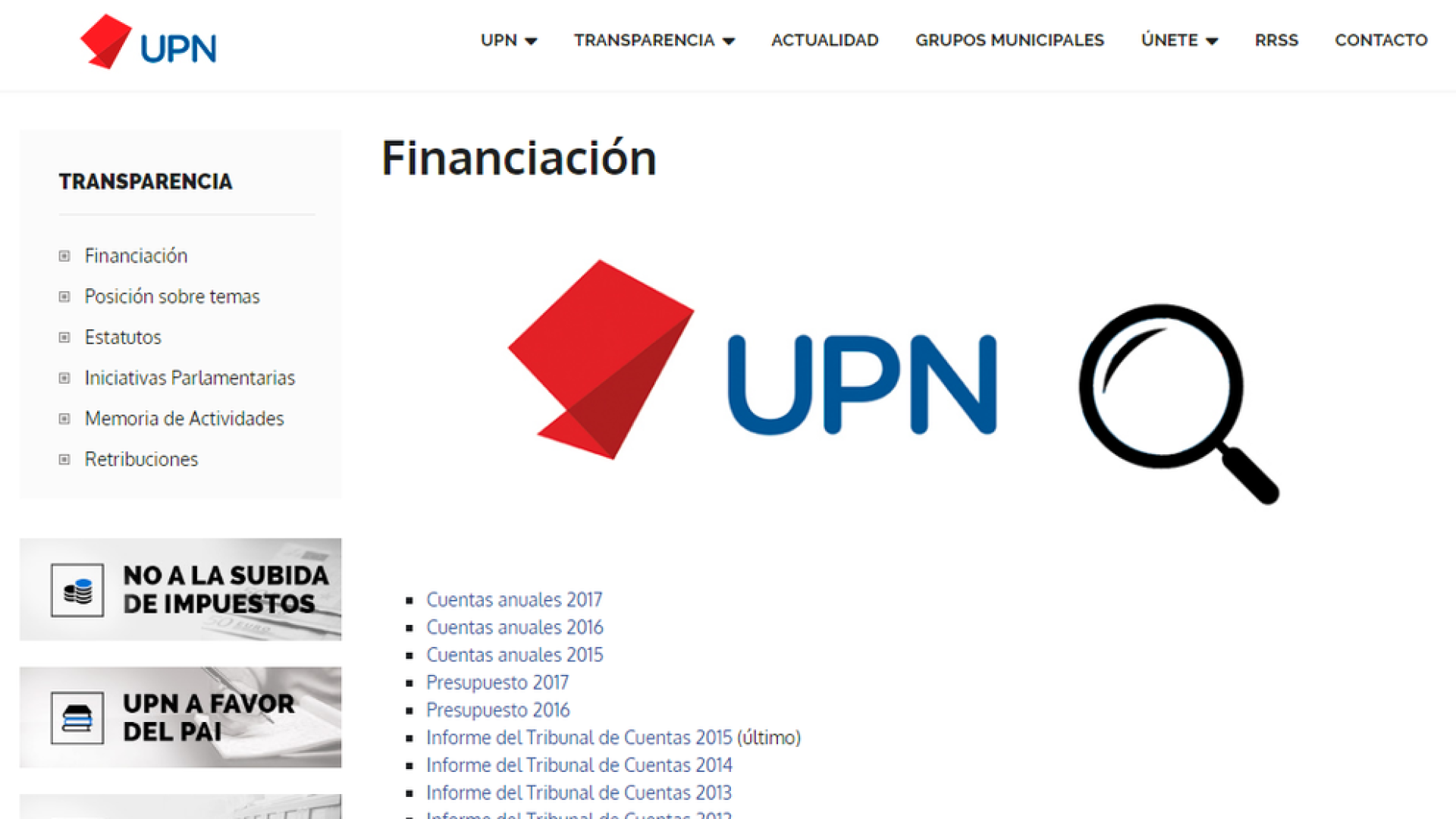 UPN es el partido más transparente en la web, según un informe