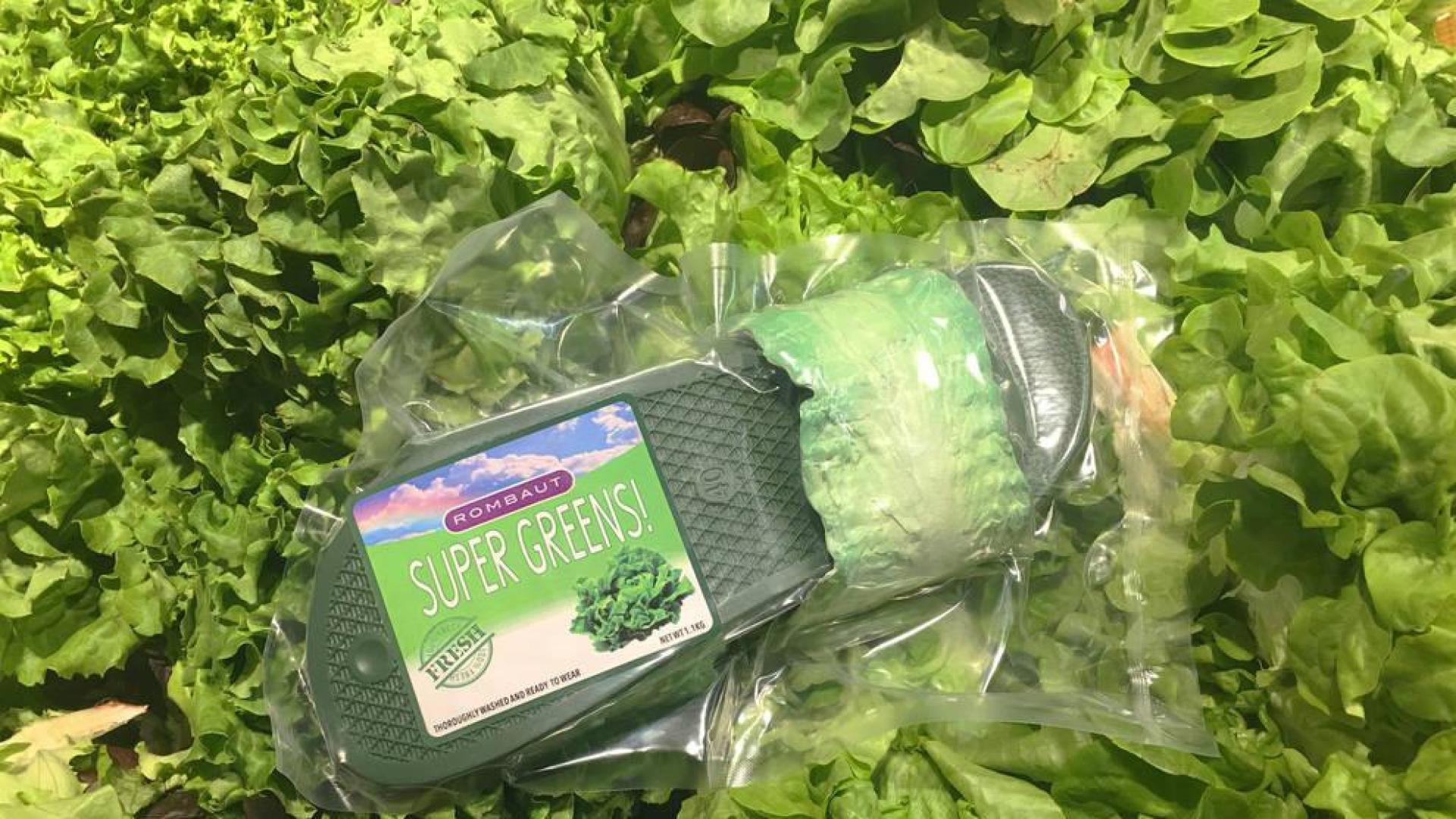 Chanclas veganas con empeine de lechuga por 112 dólares