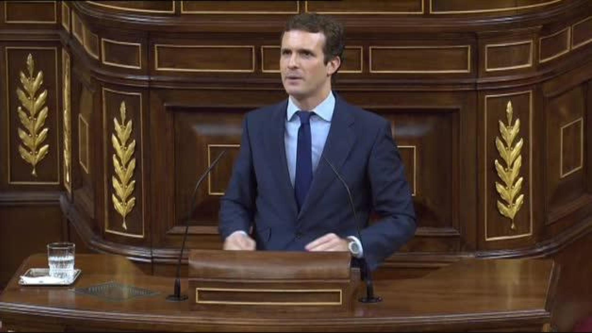 Casado acusa a Sánchez de ser "partícipe y responsable de un golpe de Estado"