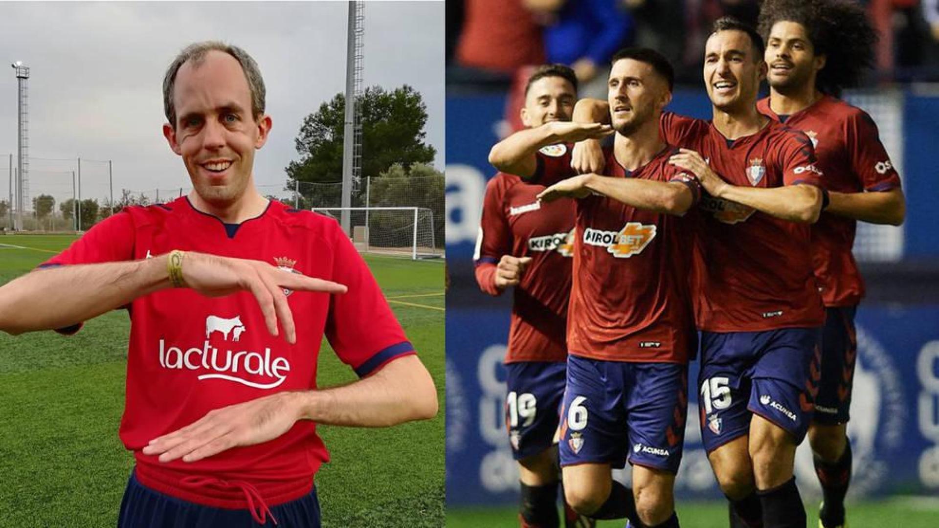Oier copia la celebración de Osasuna Genuine tras marcar el 2-0